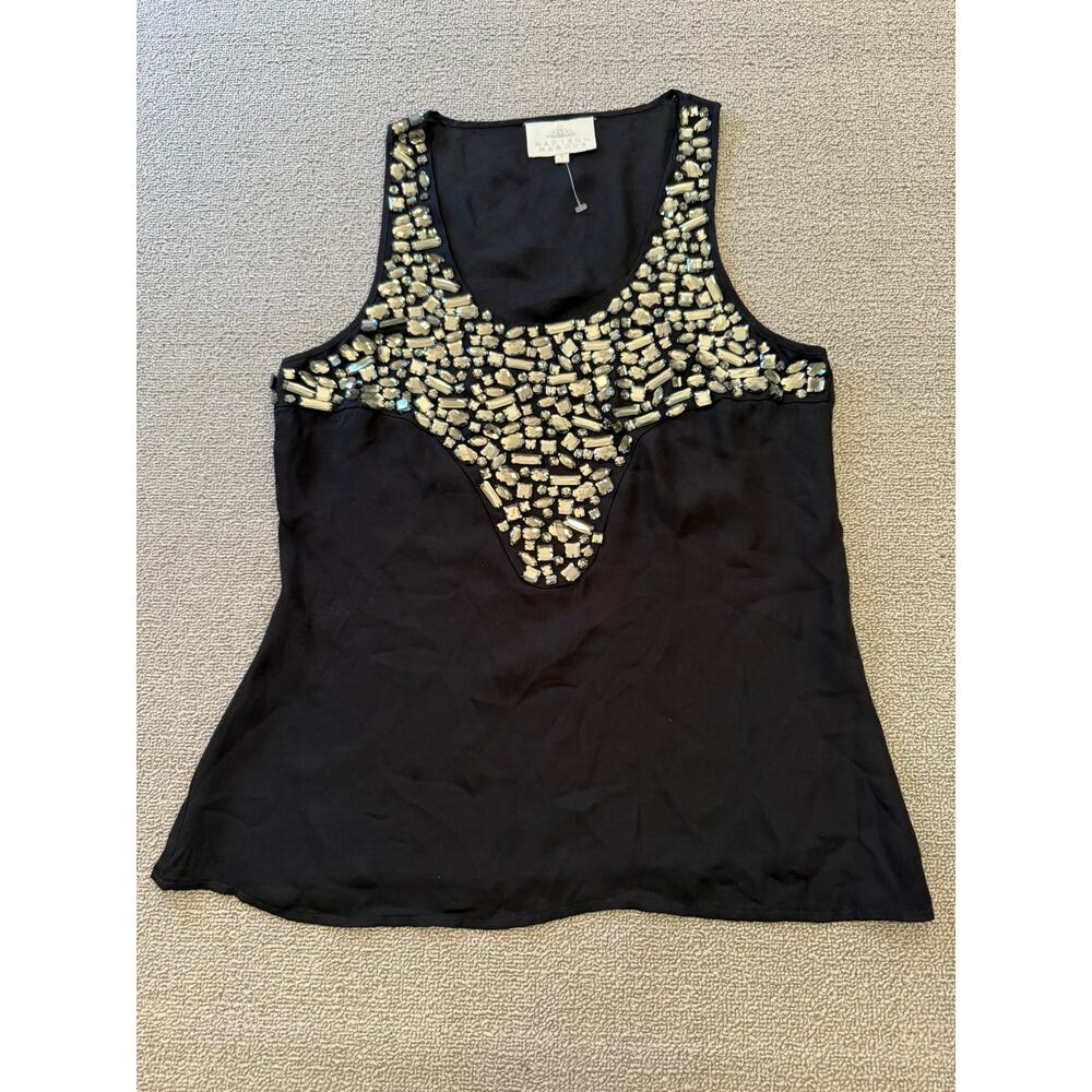 Madison Marcus‎ Size Small Women's Black Embellished V-Neck Tank Top